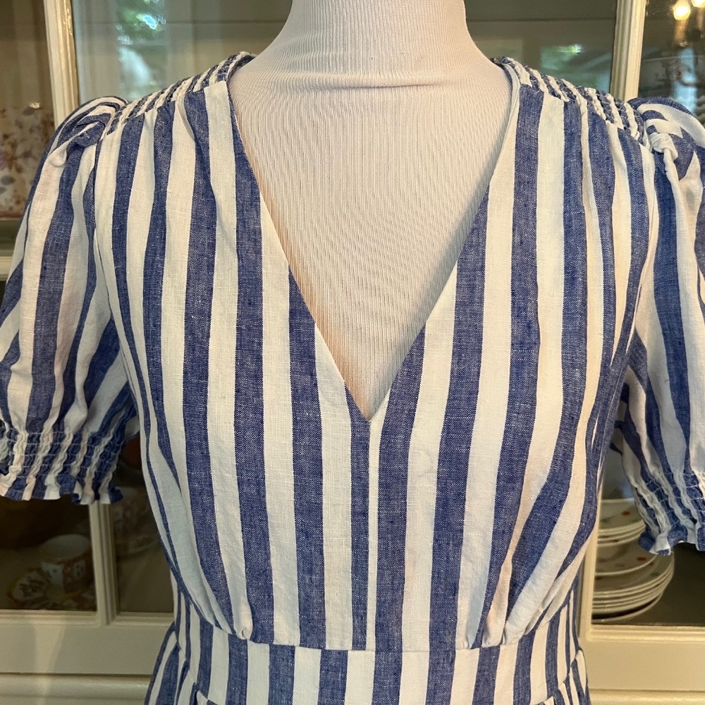 Blue and White Striped Maxi Dress - Picture 4 of 14